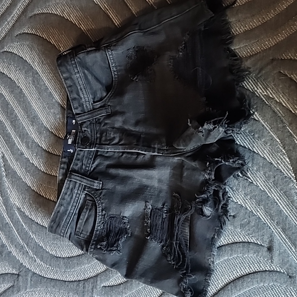 Hollister black denim shorts